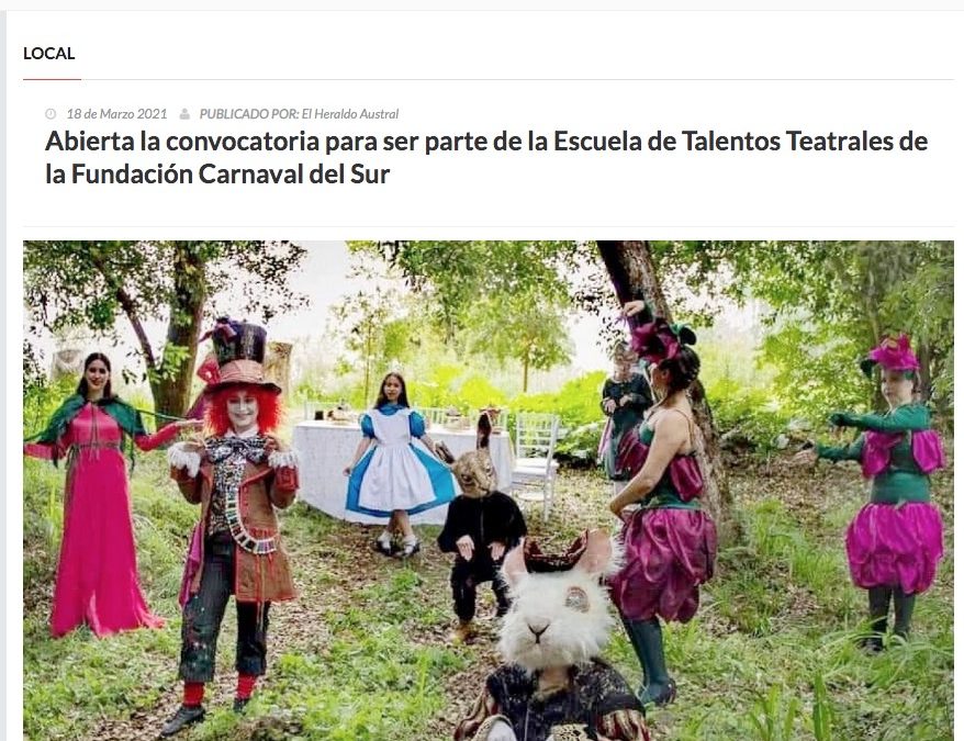 Abierta la convocatoria para ser parte de la Escuela de Talentos Teatrales de la Fundación Carnaval del Sur