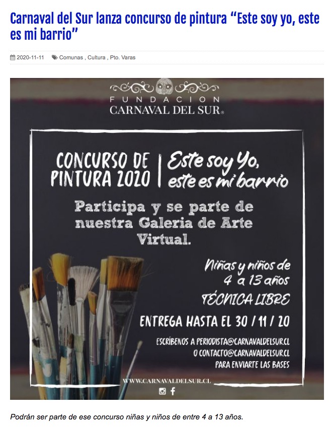 Carnaval del Sur lanza concurso de pintura “Este soy yo, este es mi barrio”